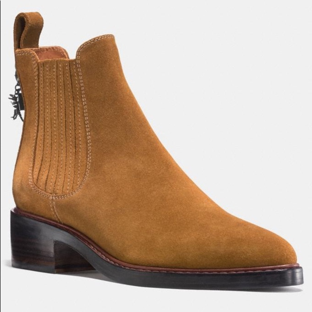Coach Tan Suede Bowery Chelsea Booties